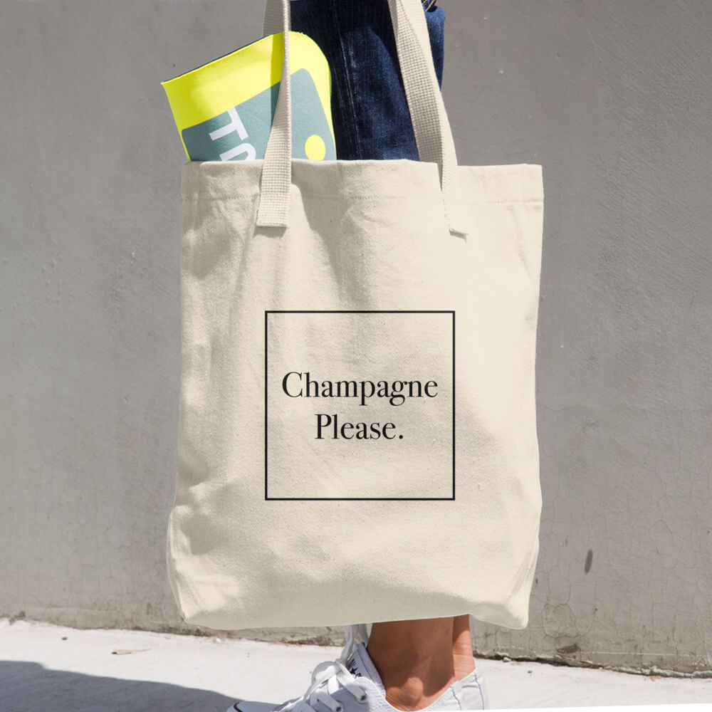 Champagne Please Cotton Tote Bag