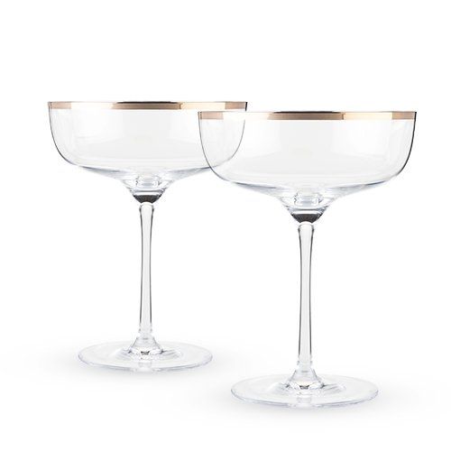 Copper Rimmed Crystal Coupe Glasses (Set of 2) - The VinePair Store