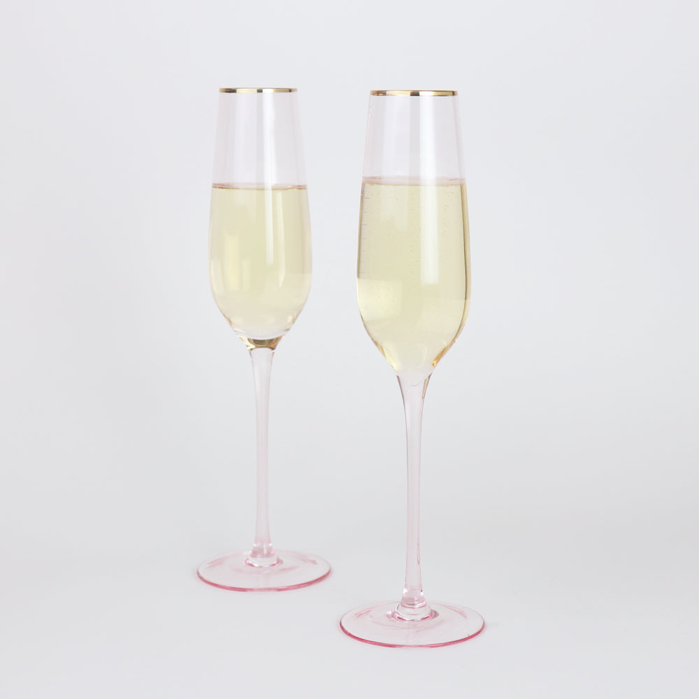 Wonderland Rose Crystal Champagne Flutes (Set of 2)