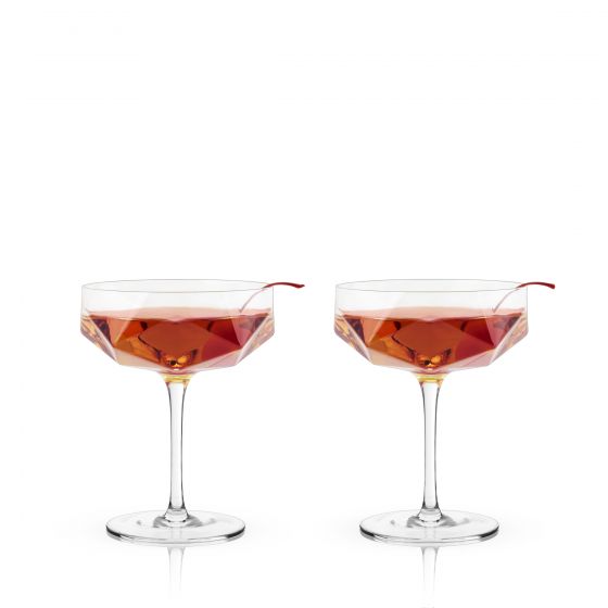 Faceted Crystal Coupe Glasses (Set of 2) - The VinePair Store