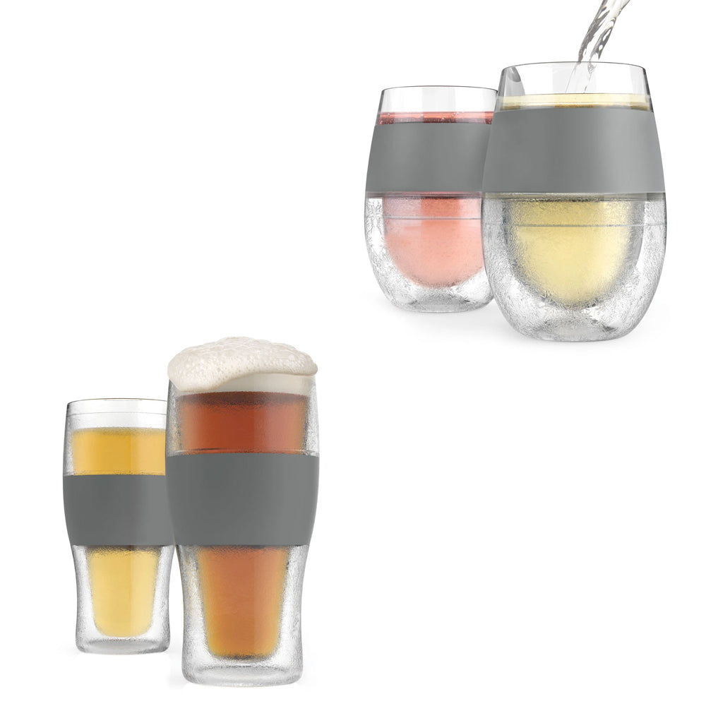 Host Freeze Beer Glasses - Double Wall Plastic Frozen Pint Glass