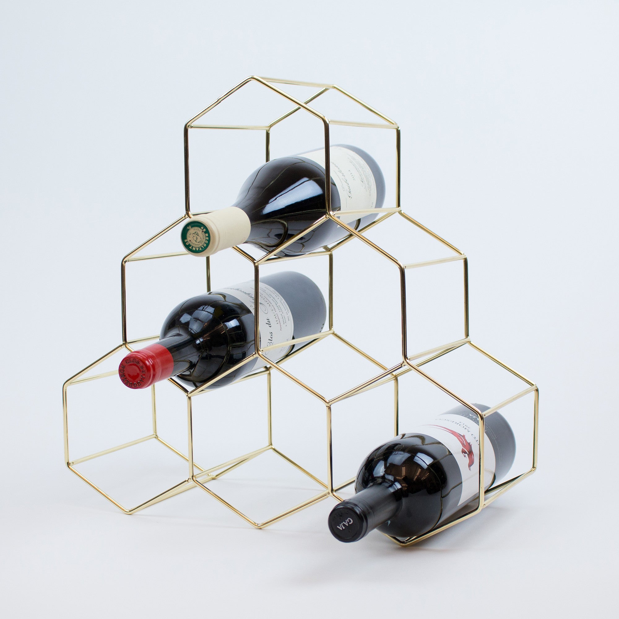 Mid-Century Modern Gold Metal Wine Rack