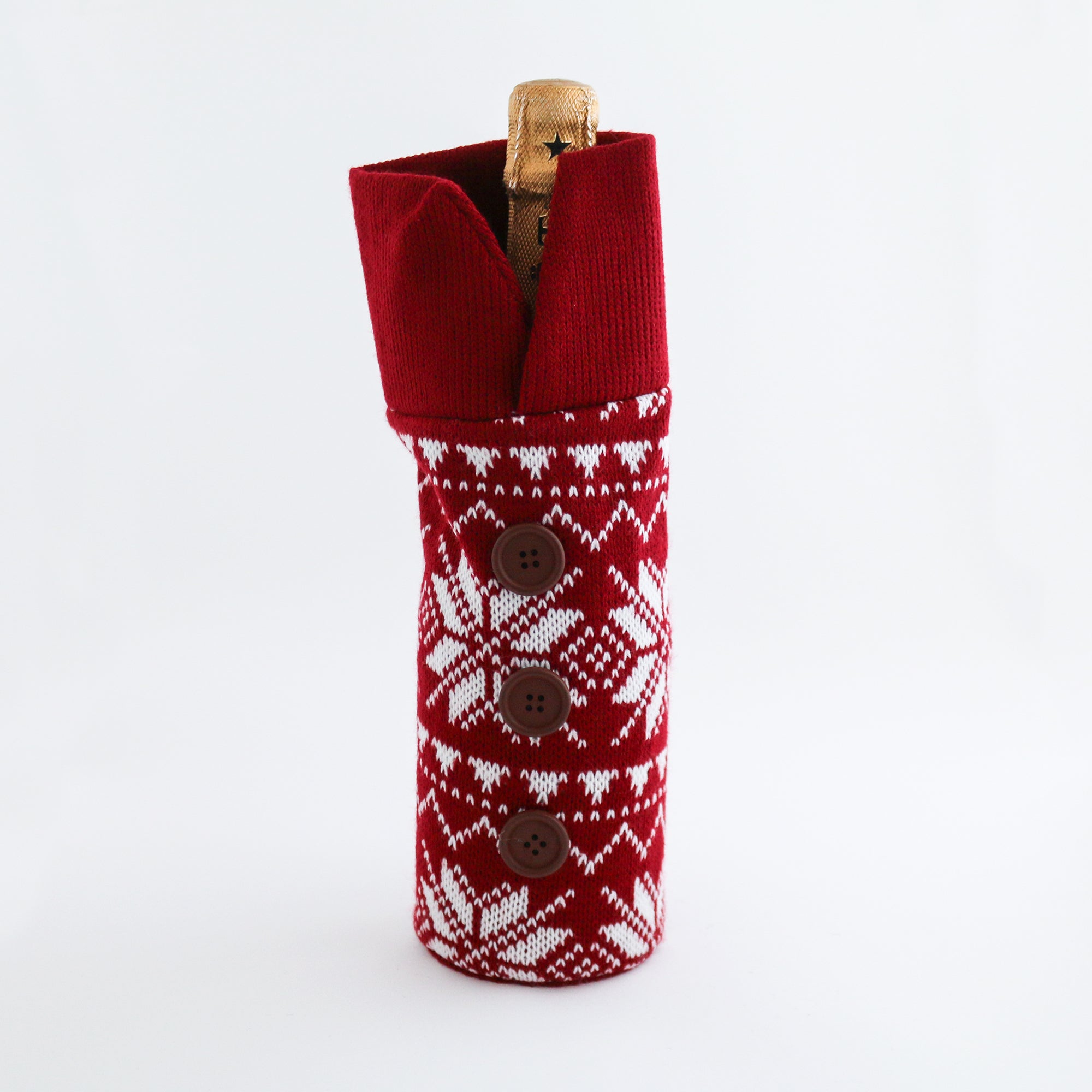 Full Wine Bottle Knit Holiday Sweater
