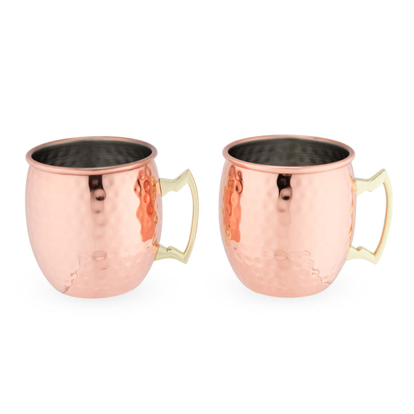 Set of 2 Faceted Copper Mule Mugs