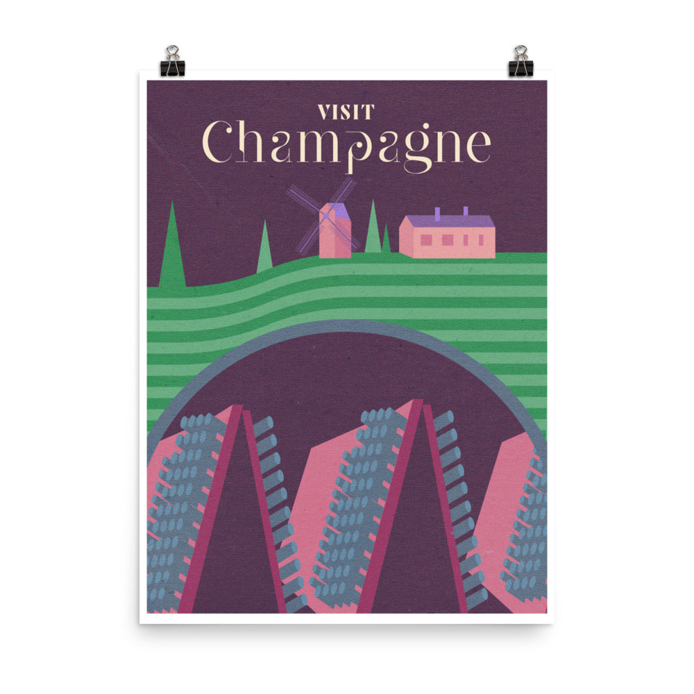 Champagne Wine Travel Poster